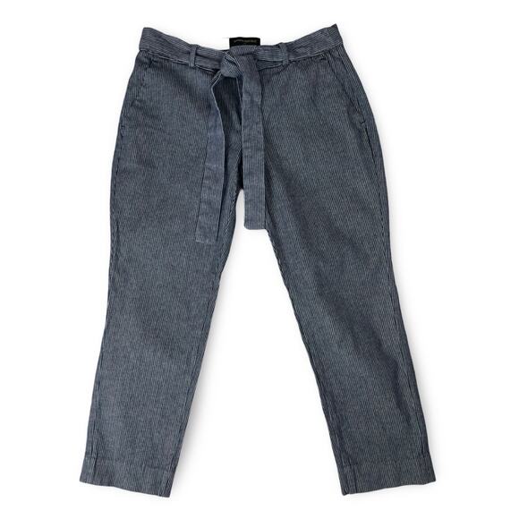 Banana Republic Avery Capri Pants 2P Blue White Striped Y2K Petite - Picture 1 of 9